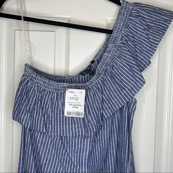 NWT One Shoulder Striped Dress - Picture 2 of 10